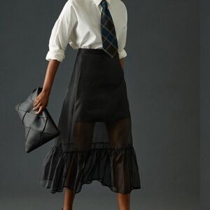 NWT Anthropologie Sheer Black Asymmetrical Skirt